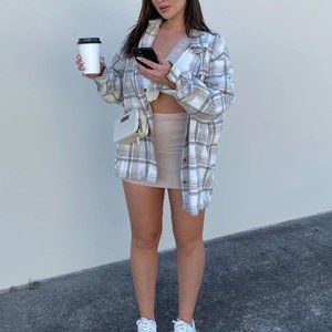 NWT Princess Polly Oversized Cream Flannel Shirt - US 2